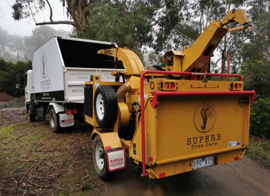 arborist truck and chipper